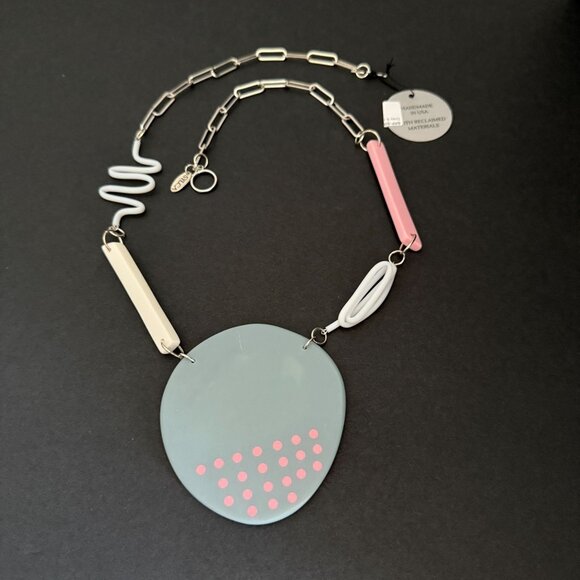 NWT Sylca Handmade Contemporary Art to Wear Reclaimed Materials Pendant - Picture 13 of 13